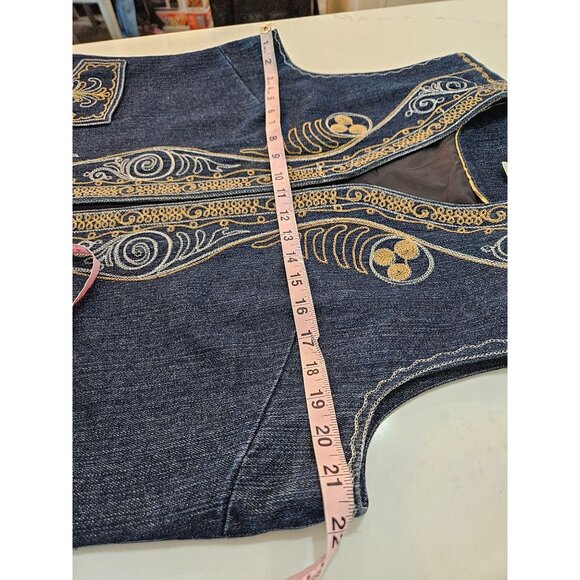 Coldwater Creek Denim Vest Large Embroidered Boho Southwest Festival Art to Wear - Picture 6 of 12